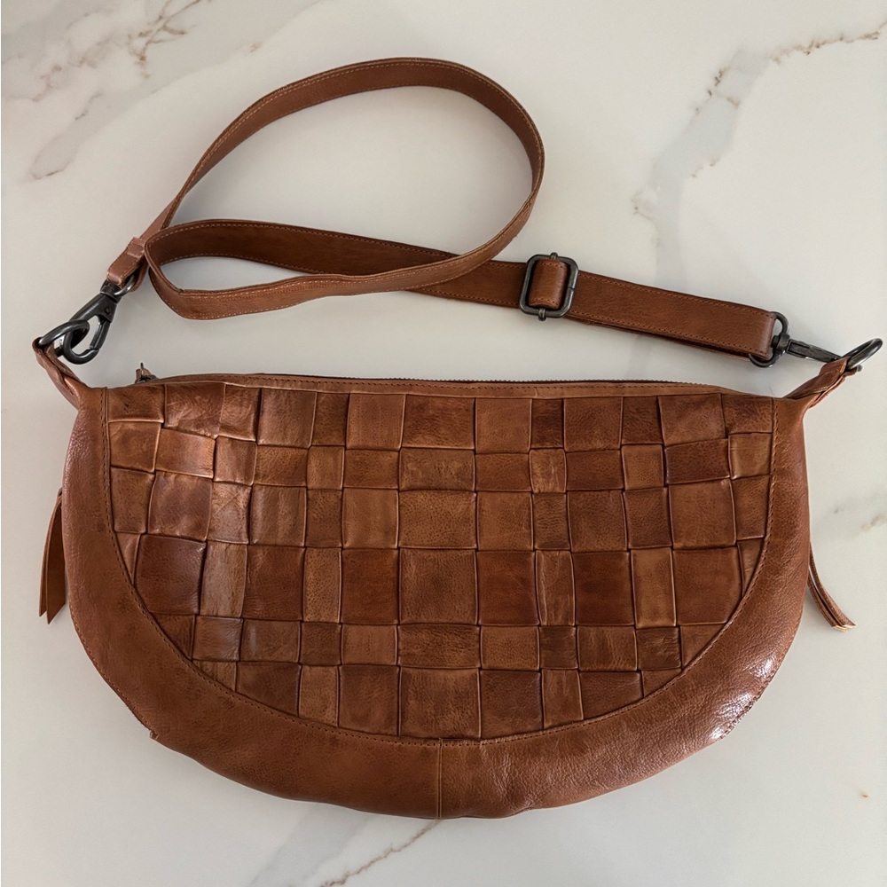 Latico Leather Colbie Sling Brown Woven Leather Shoulder Crossbody Bag